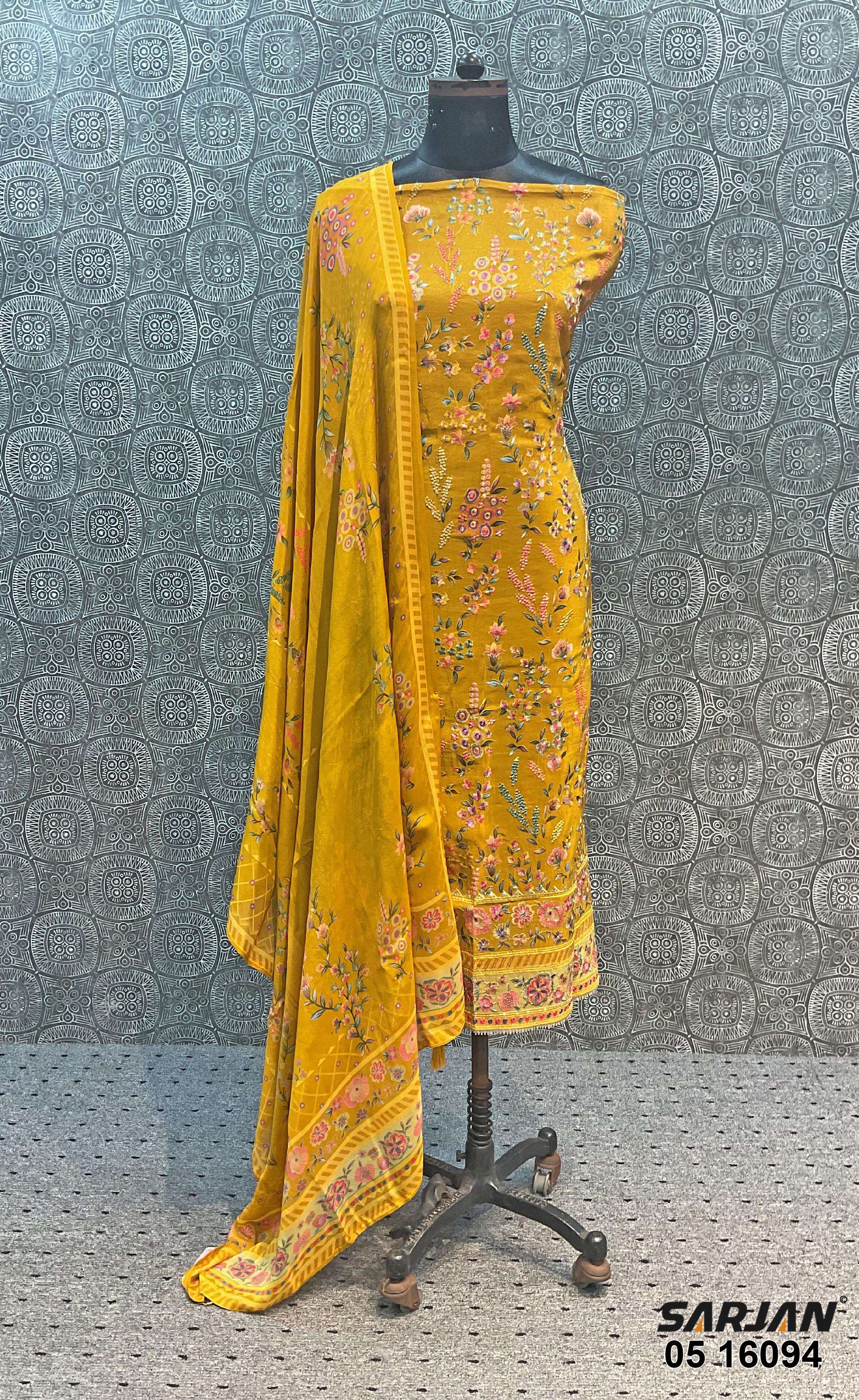 sarjan 16094 series fancy designer unstich salwar suits catalogue online shopping surat 
