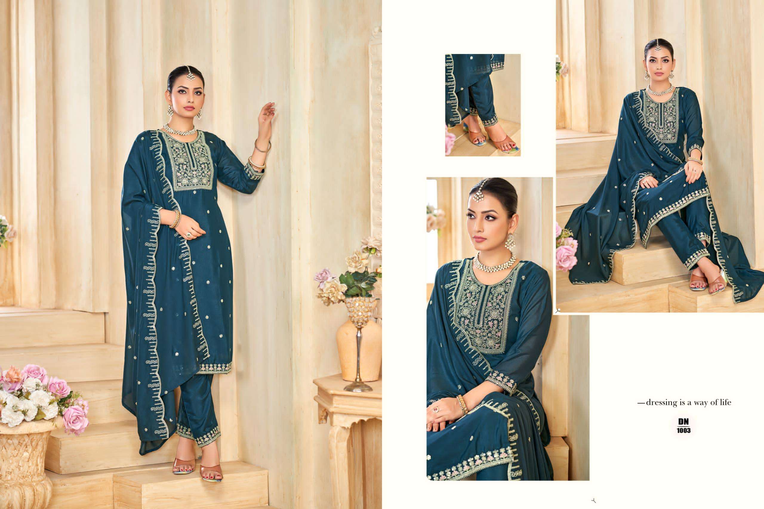 sitara by isavasyam corporation 1001-1004 series exclusive designer readymade party wear suits wholesale dealer surat