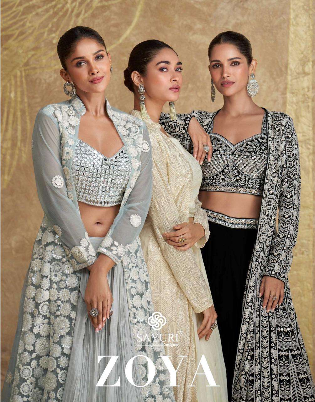 zoya by sayuri designer 5626-5628 series real georgette party wear jacket dress catalogue online best rate surat 