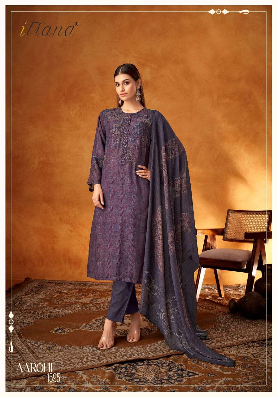 aarohi by itrana exclusive designer muslin silk salwar suits catalogue wholesale rate supplier surat