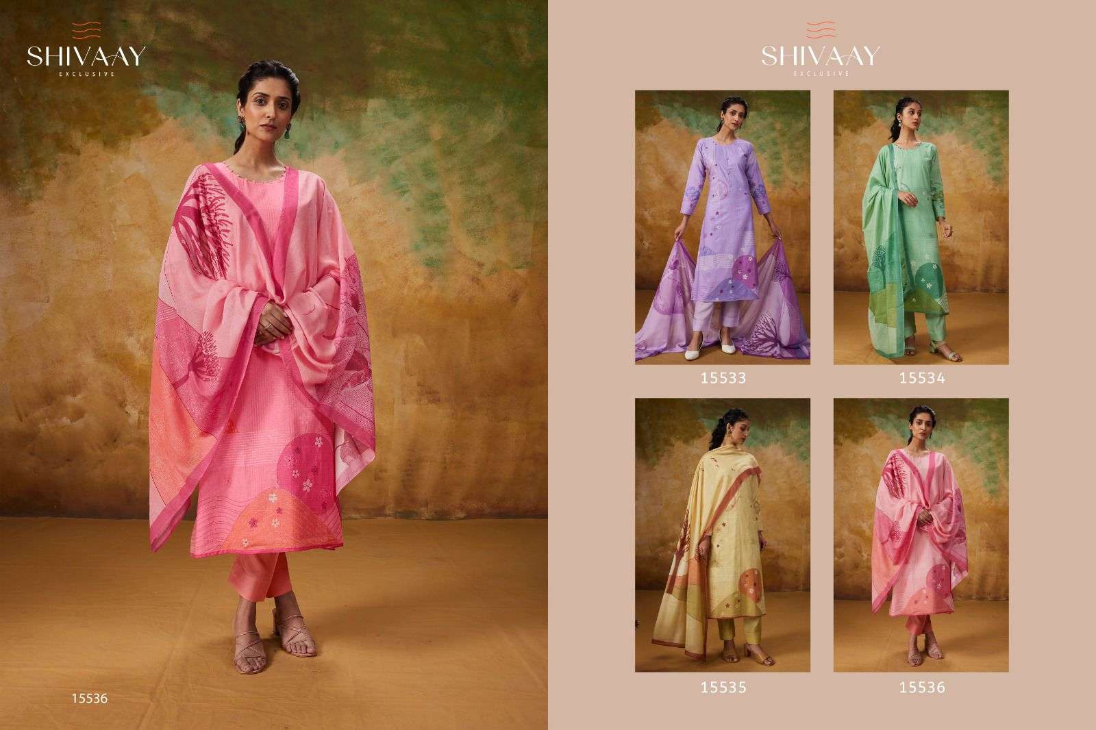 akshara by shivaay 15533-15536 series pure lawn cotton print with handwork suits catalogue surat