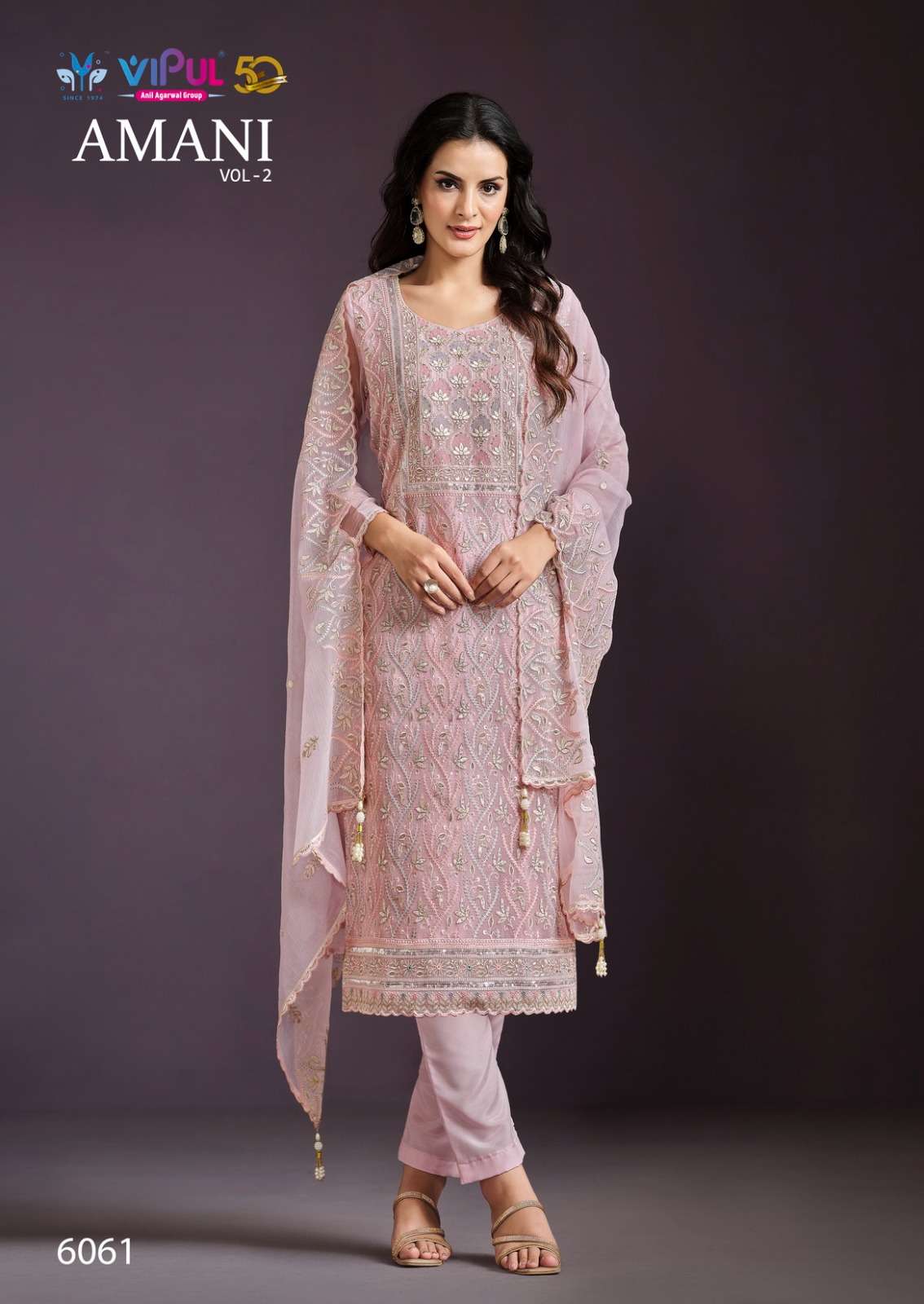 amani vol-2 by vipul fashion 6061-6066 series party wear designer salwar suits catalogue online best rate surat