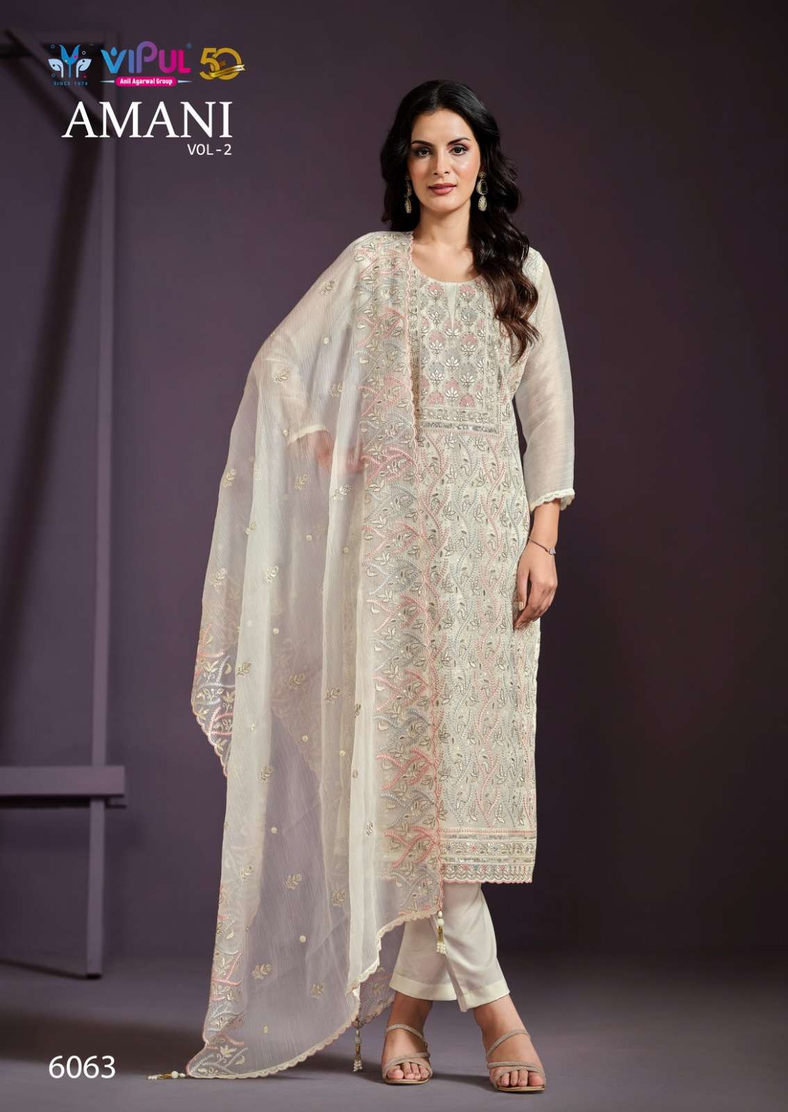 amani vol-2 by vipul fashion 6061-6066 series party wear designer salwar suits catalogue online best rate surat