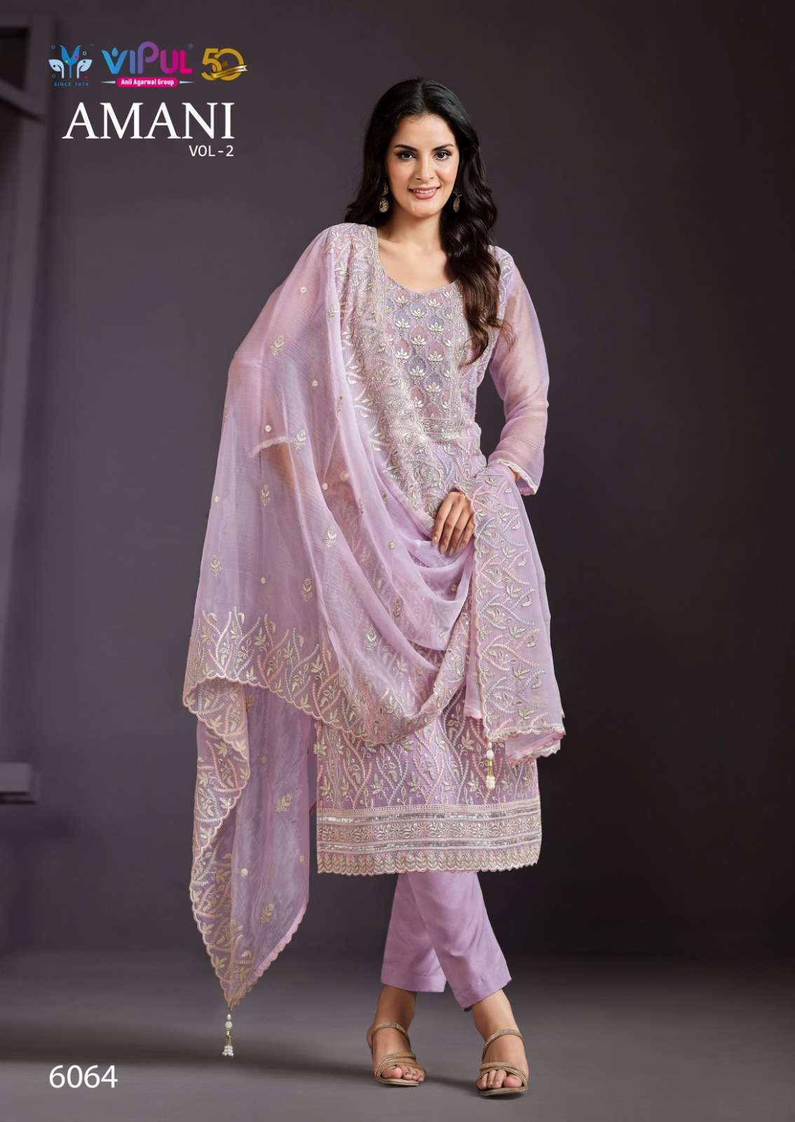 amani vol-2 by vipul fashion 6061-6066 series party wear designer salwar suits catalogue online best rate surat