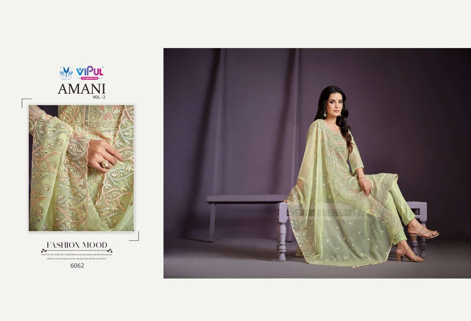 amani vol-2 by vipul fashion 6061-6066 series party wear designer salwar suits catalogue online best rate surat
