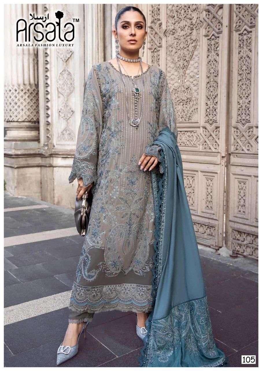 amira by arsala fashion 101-106 series unstich pakistani salwar suits catalogue wholesaler price surat