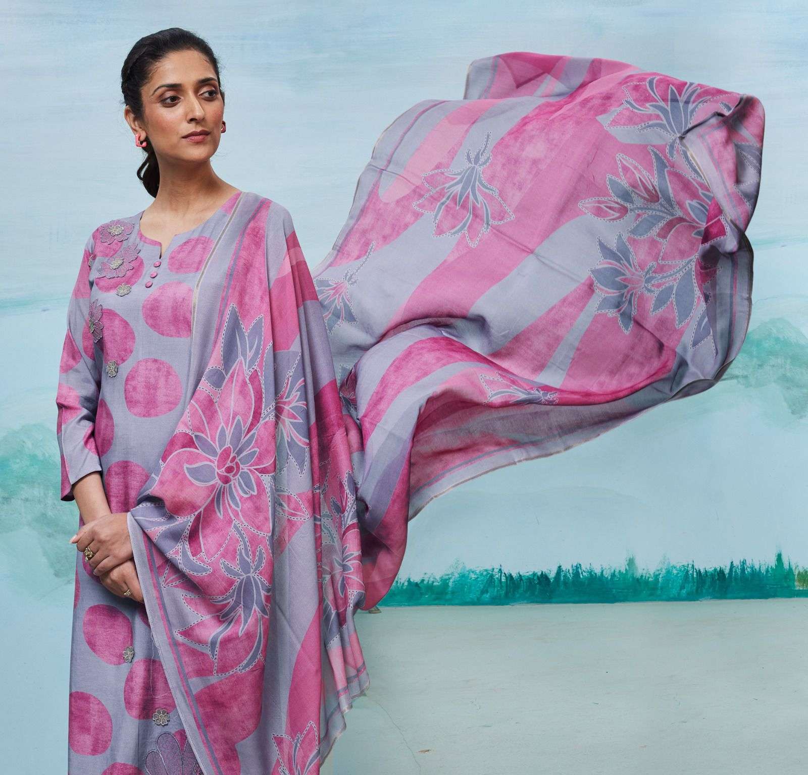 arjita by shivaay 15537-15540 series pure viscose muslin fancy work salwar suits catalogue wholesaler best rate surat