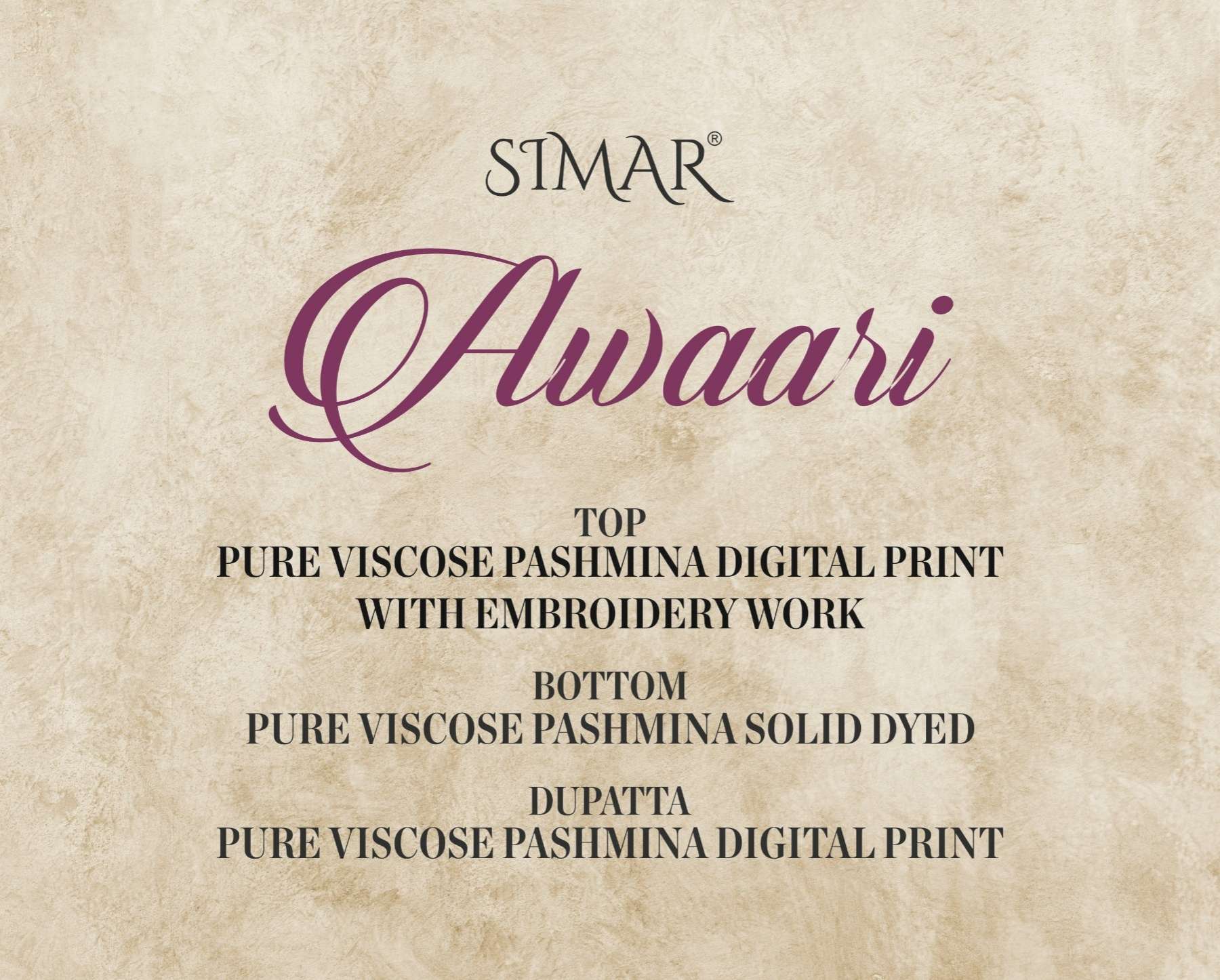 awaari by glossy 8079 series pure viscose pashmina digital print with embroidery work dress material catalogue surat
