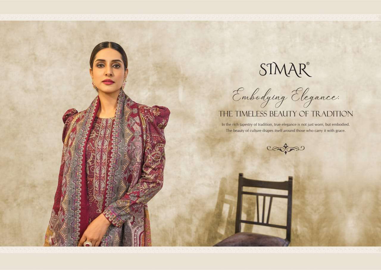 awaari by glossy 8079 series pure viscose pashmina digital print with embroidery work dress material catalogue surat