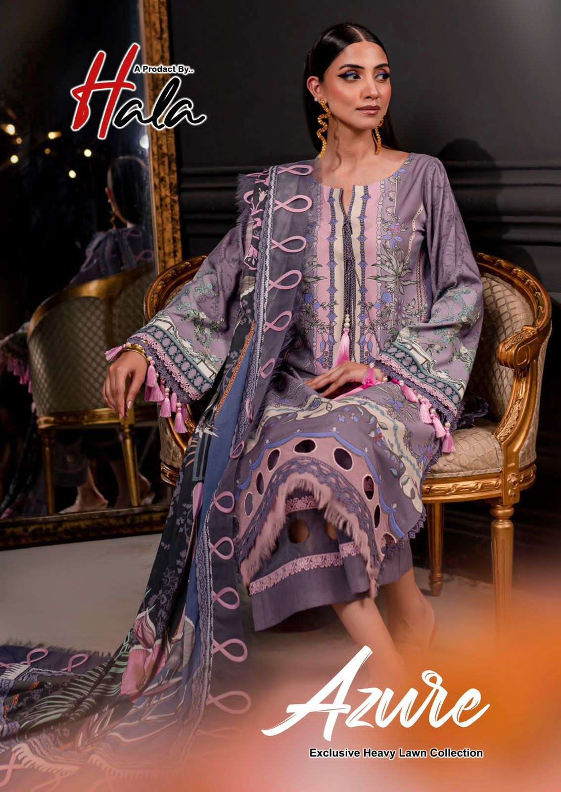 azure by hala 1001-1006 series heavy lawn cotton salwar kameez catalogue wholesale latest collection surat