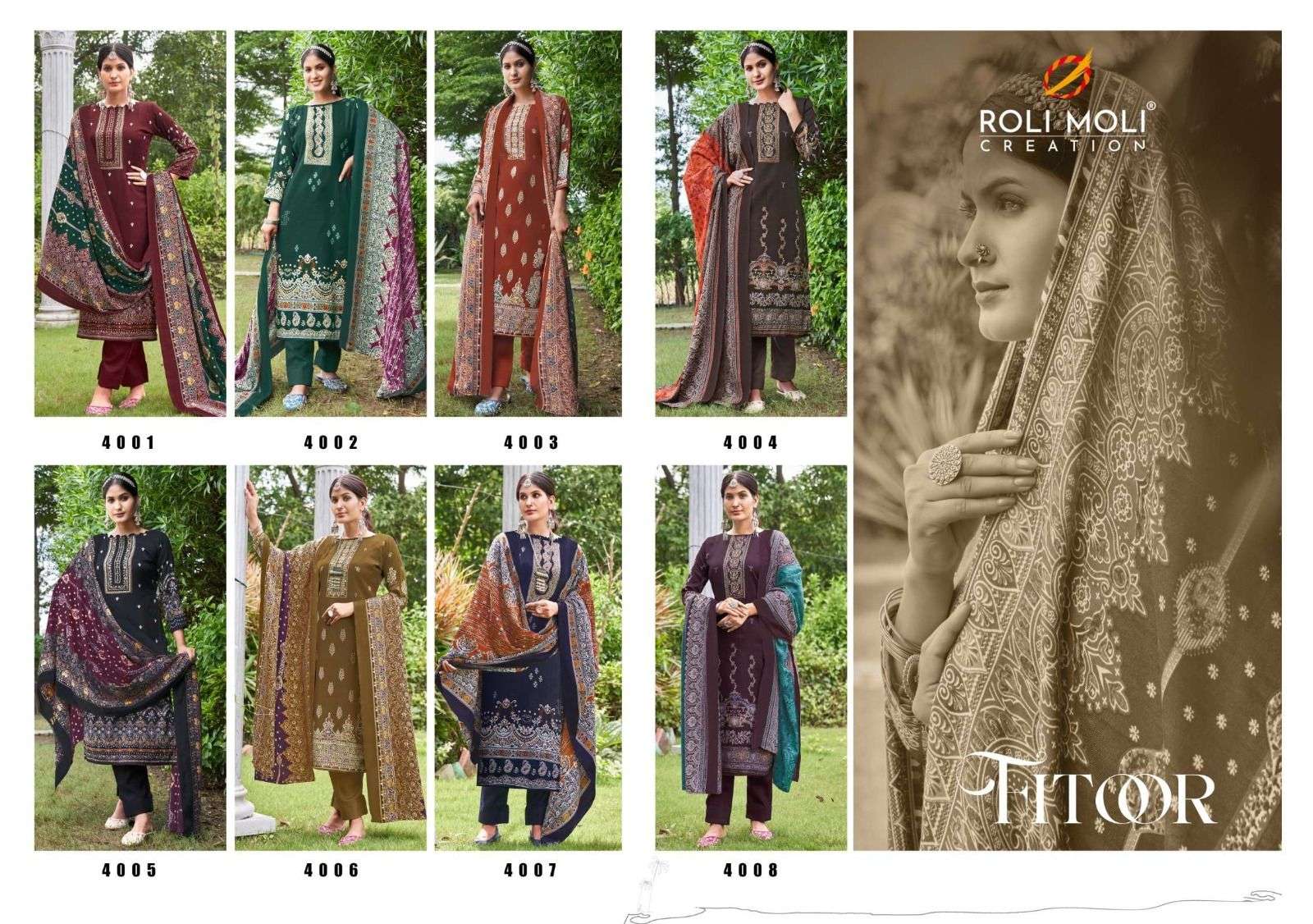 fitoor by roli moli creation 4001-4008 series winter special pashmina salwar kameez catalogue wholesaler in surat 
