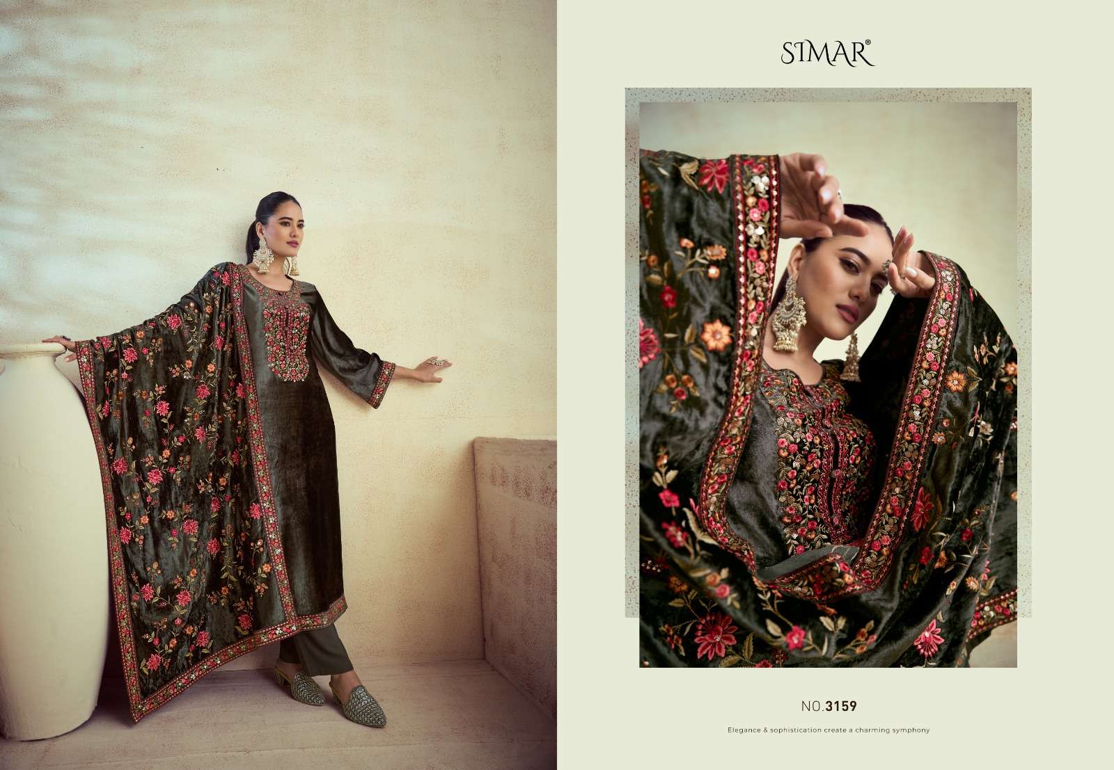 glossy simar rang e makhmali vol 2 3161-3164 series viscose velvet designer salwar kameez catalogue wholesale price surat