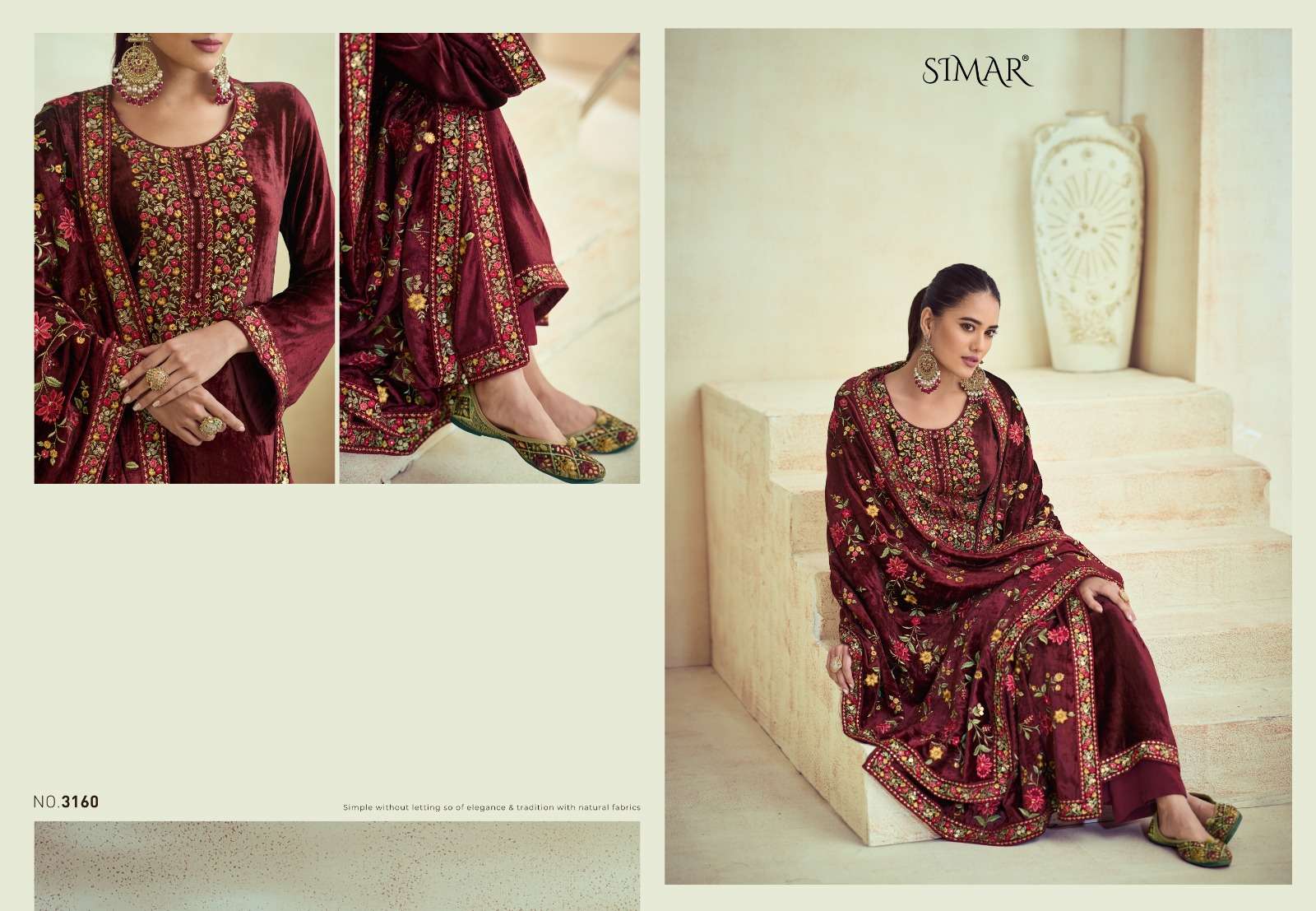 glossy simar rang e makhmali vol 2 3161-3164 series viscose velvet designer salwar kameez catalogue wholesale price surat