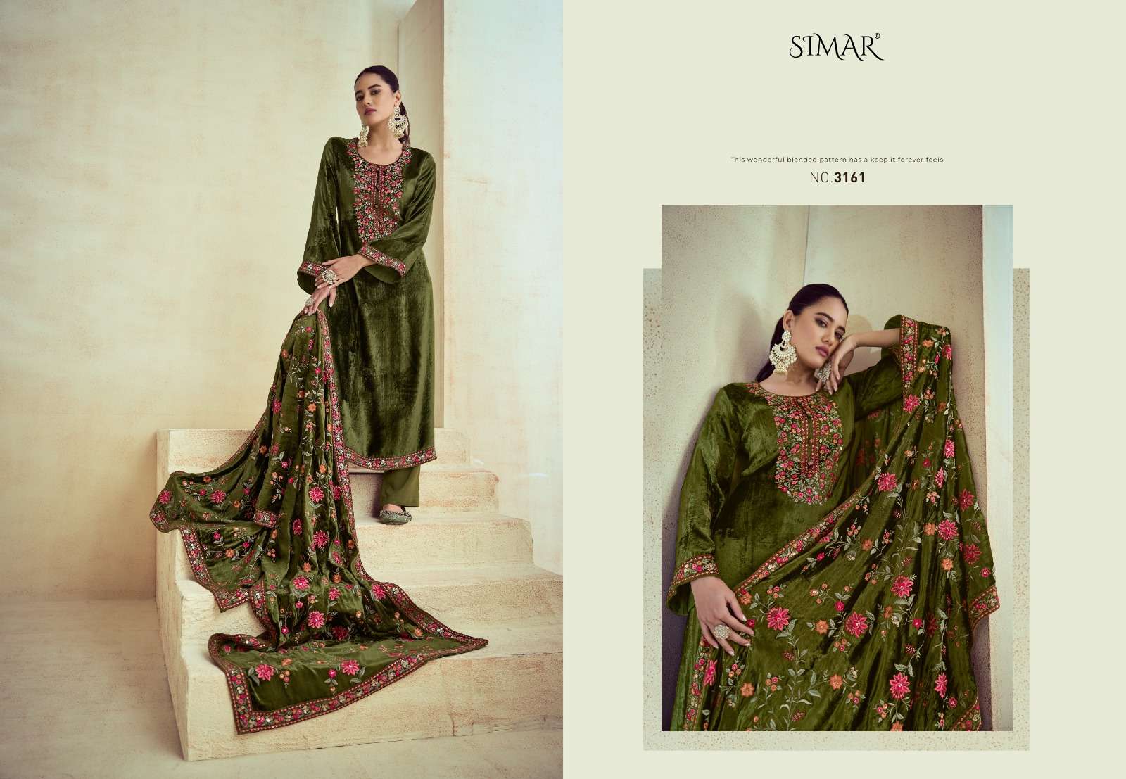 glossy simar rang e makhmali vol 2 3161-3164 series viscose velvet designer salwar kameez catalogue wholesale price surat
