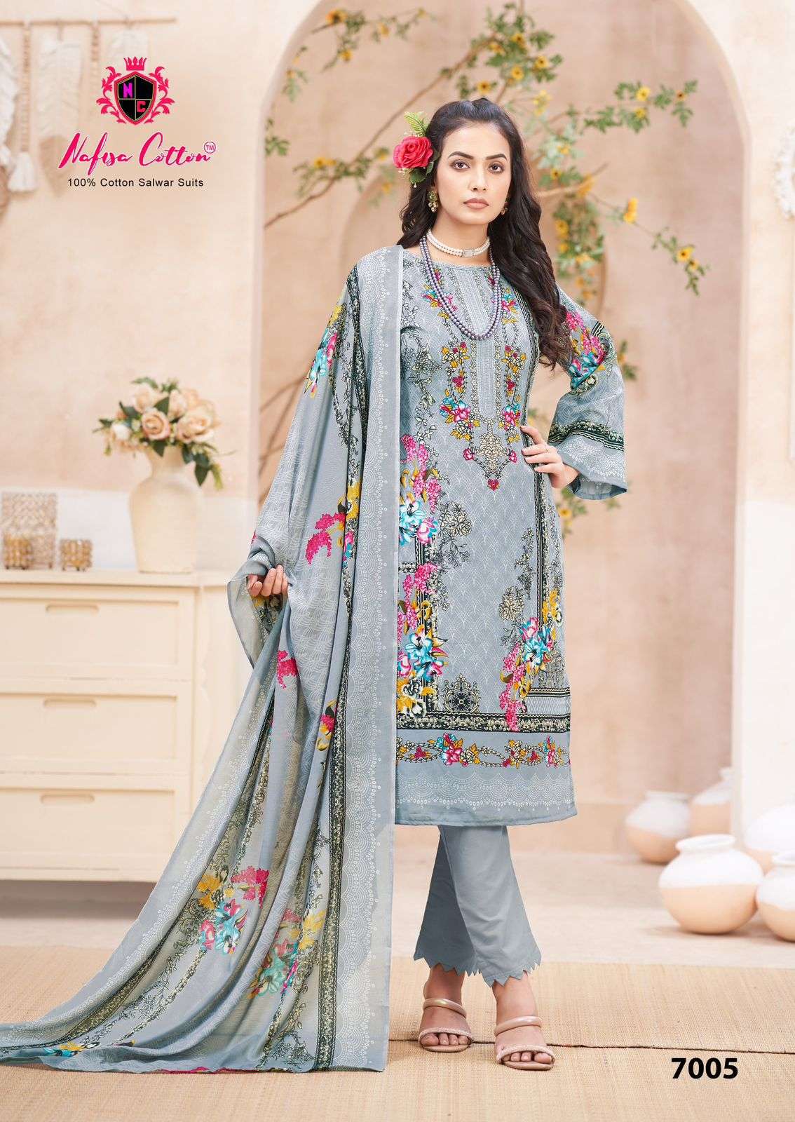 mahera karachi suits vol-7 by nafisa cotton 7001-7006 series unstich soft cotton pakistani suits catalogue surat 