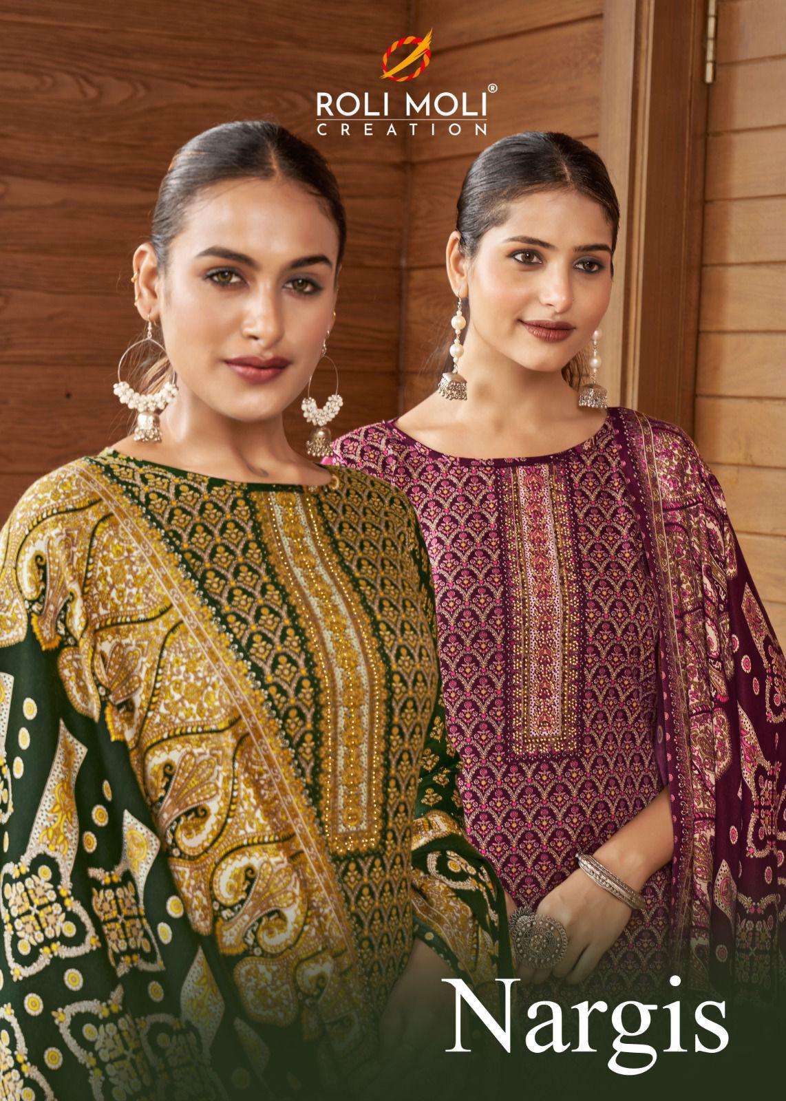 nargis by roli moli creation 2001-2008 series unstich designer pashmina dress material catalogue wholesale collection surat 