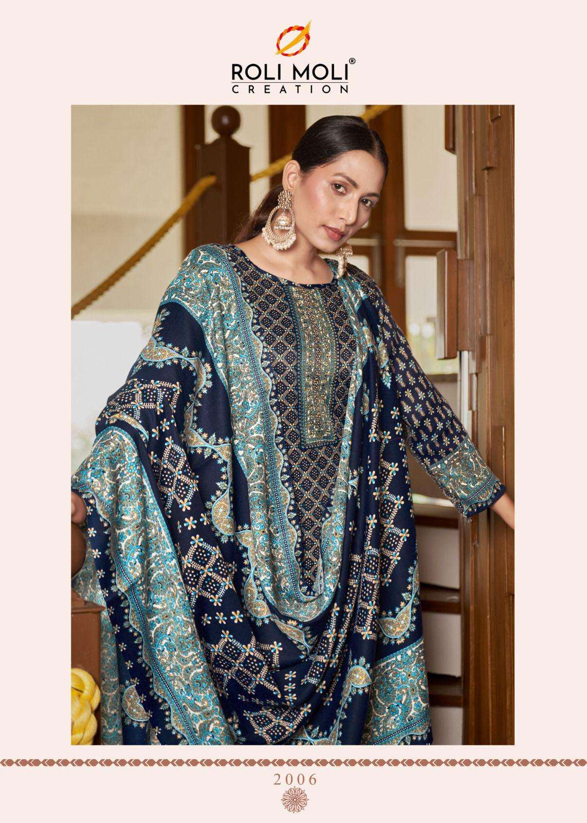 nargis by roli moli creation 2001-2008 series unstich designer pashmina dress material catalogue wholesale collection surat 