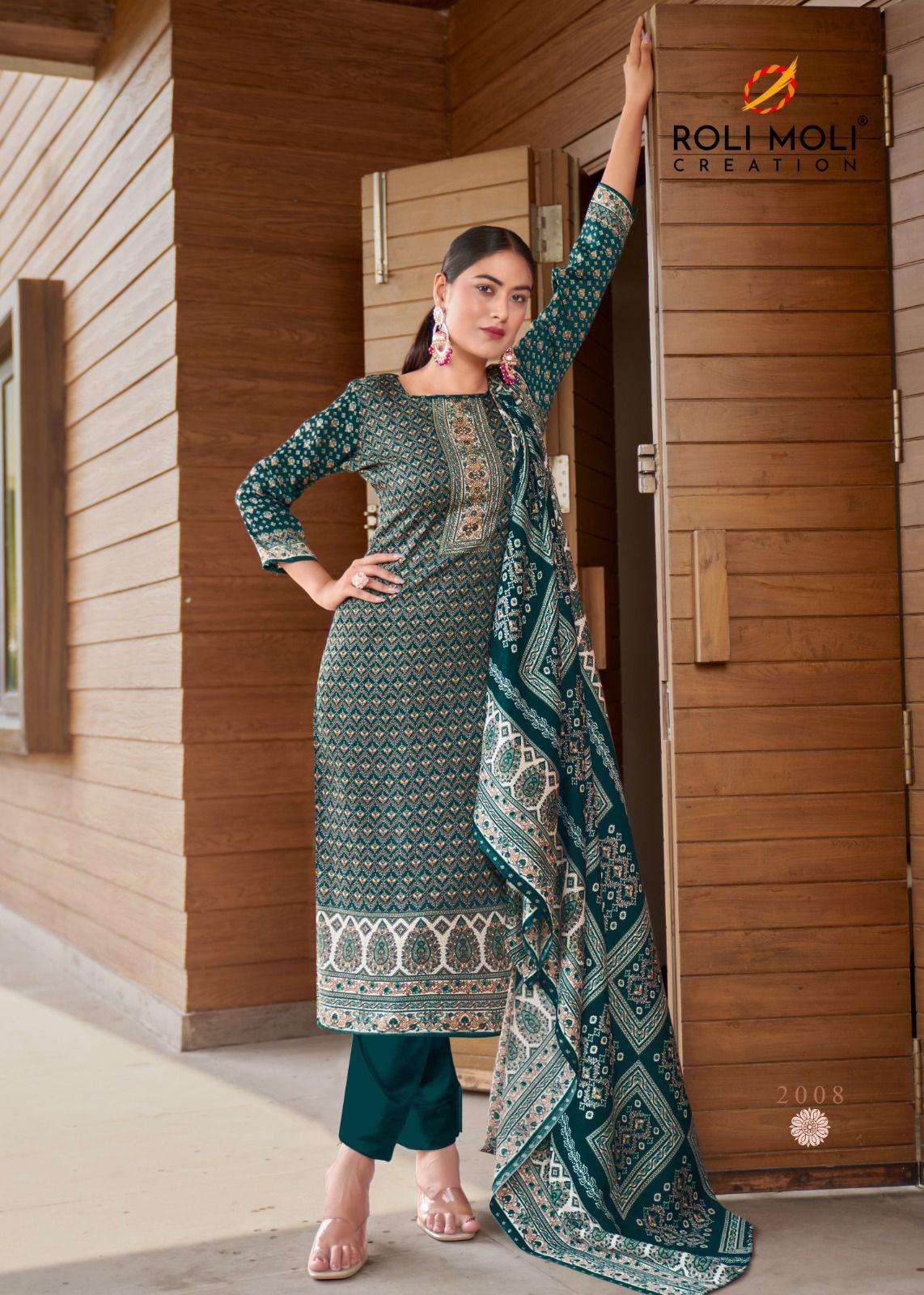 nargis by roli moli creation 2001-2008 series unstich designer pashmina dress material catalogue wholesale collection surat 