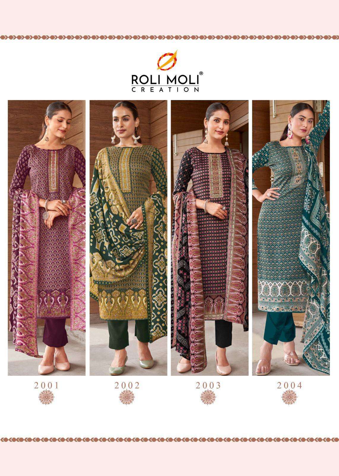 nargis by roli moli creation 2001-2008 series unstich designer pashmina dress material catalogue wholesale collection surat 