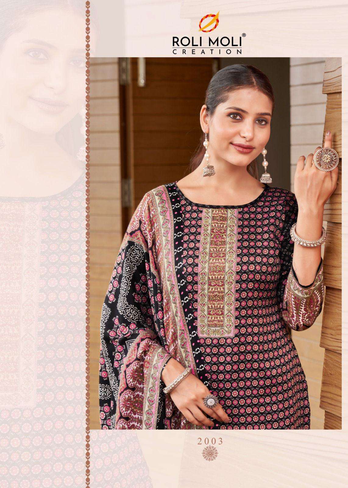 nargis by roli moli creation 2001-2008 series unstich designer pashmina dress material catalogue wholesale collection surat 