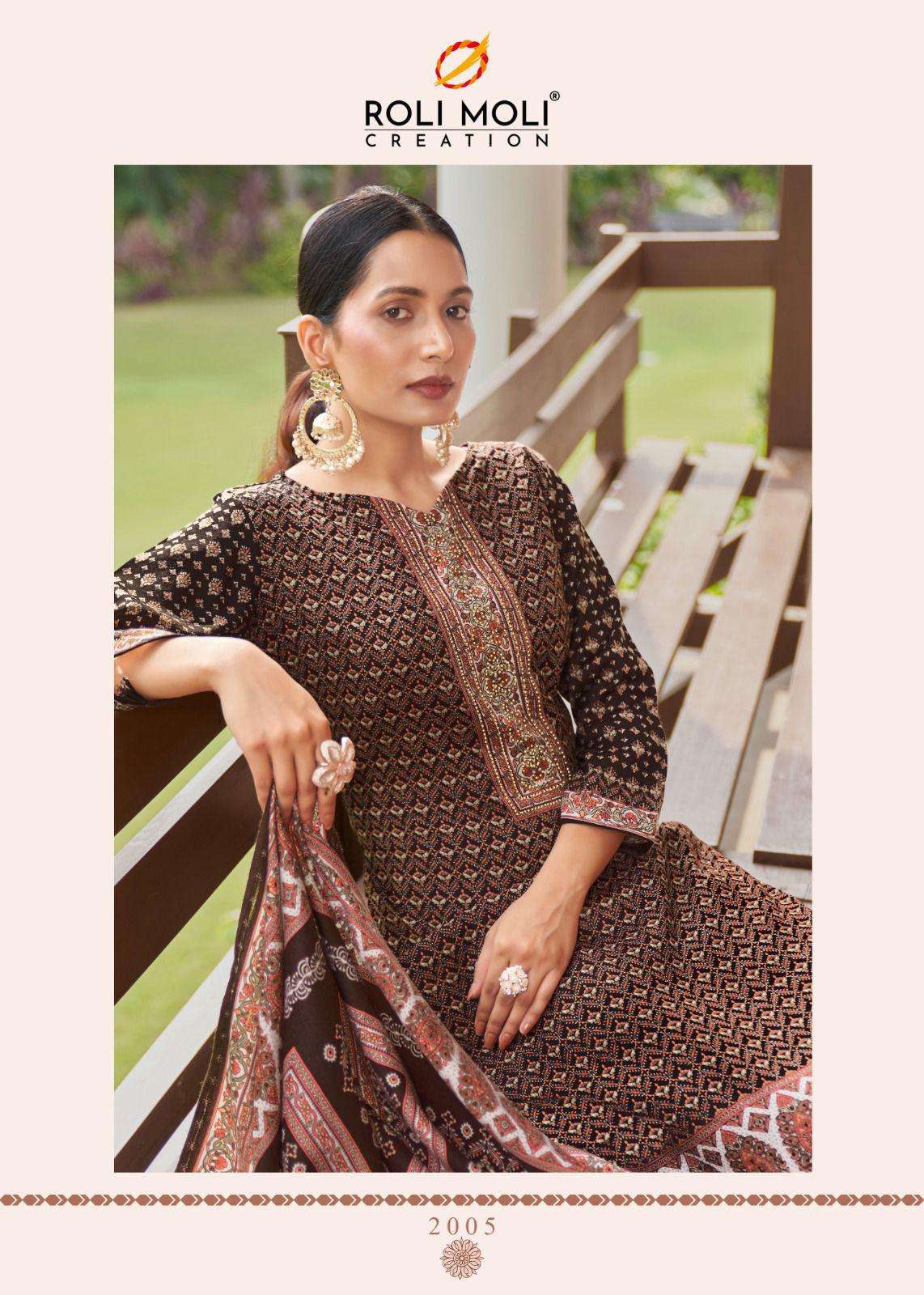 nargis by roli moli creation 2001-2008 series unstich designer pashmina dress material catalogue wholesale collection surat 