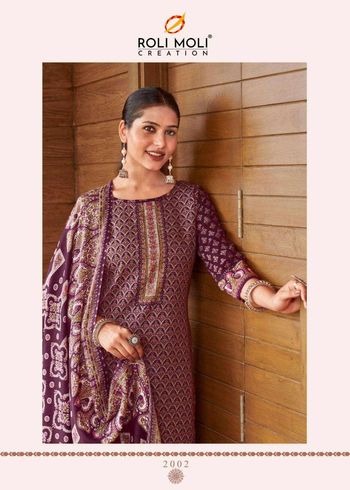 nargis by roli moli creation 2001-2008 series unstich designer pashmina dress material catalogue wholesale collection surat 