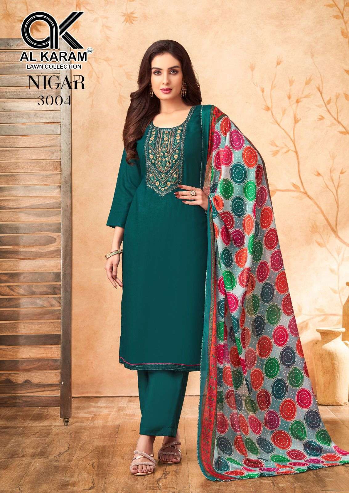 nigar edition vol-3 by al karam 3001-3006 series unstich salwar kameez catalogue latest design 2024