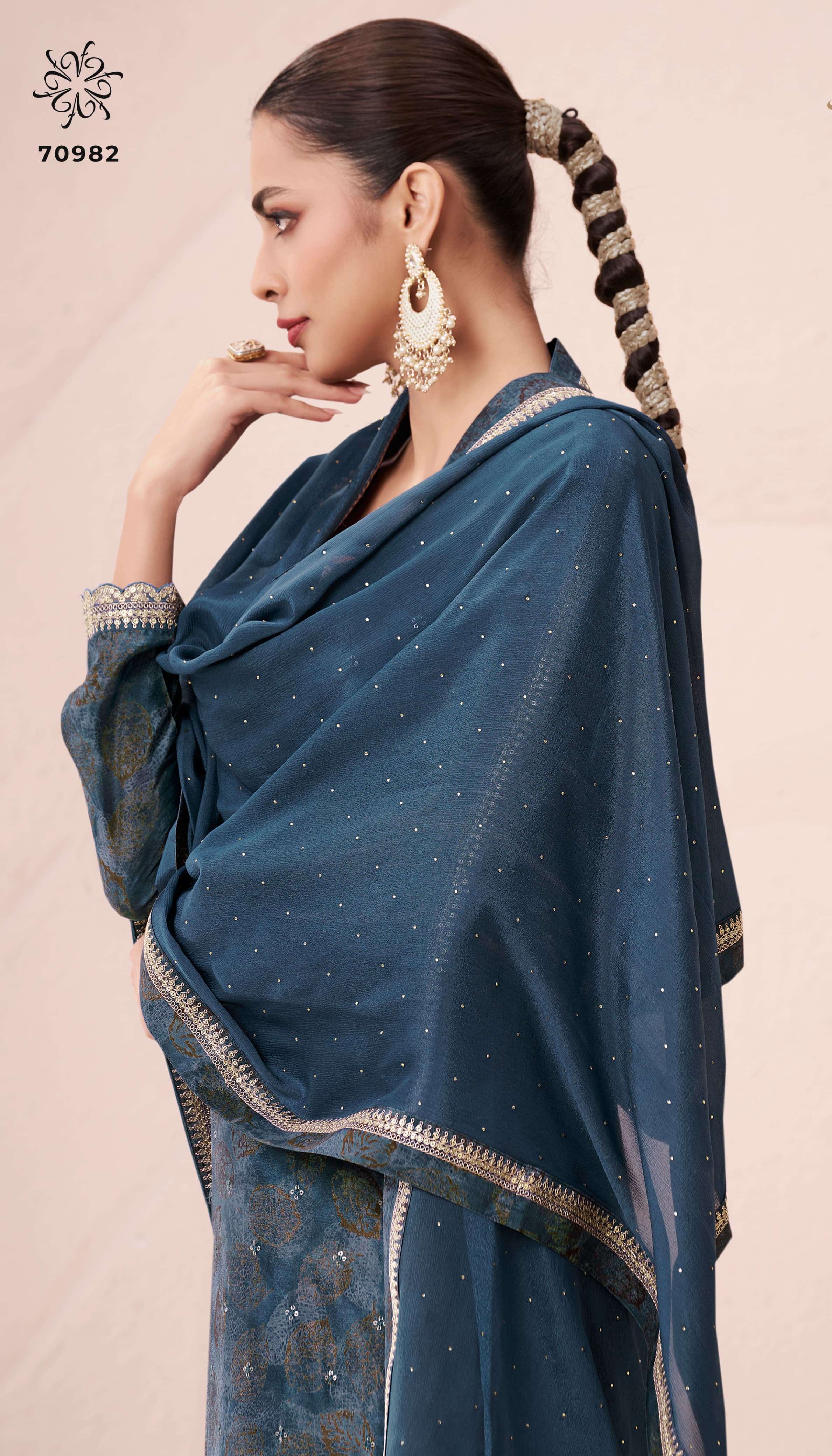 pahal vol-2 by vinay fashion kuleesh 70981-70984 series embroidered designer party wear chinnon suits catalogue surat