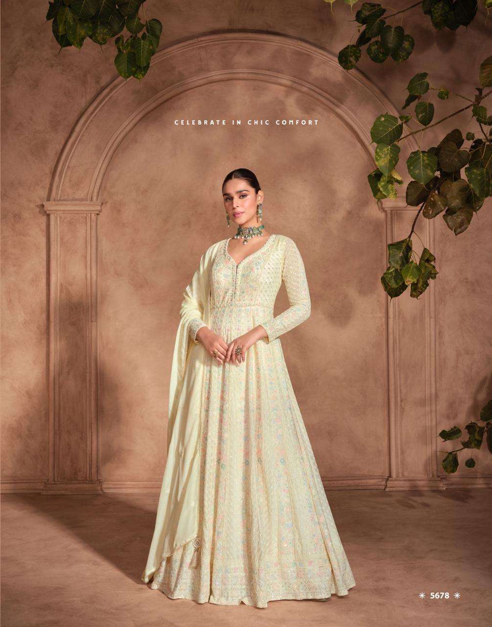 sayuri designer by izhar 5676-5678 series real georgette chinnon silk embroidred ready made gown catalogue 