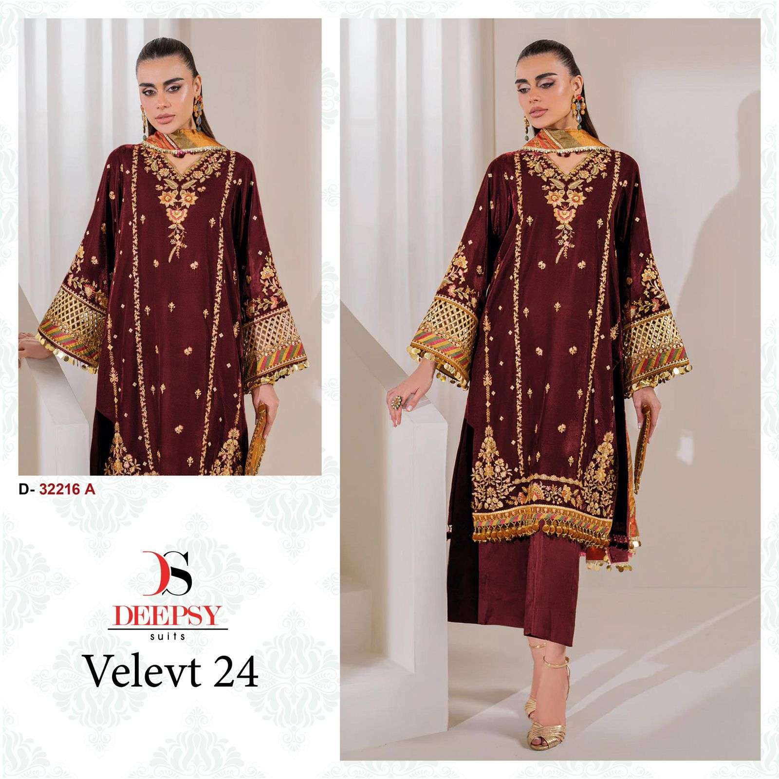 velvet 24 by deepsy suits 32216 series exclusive designer velvet dress material catalogue surat 