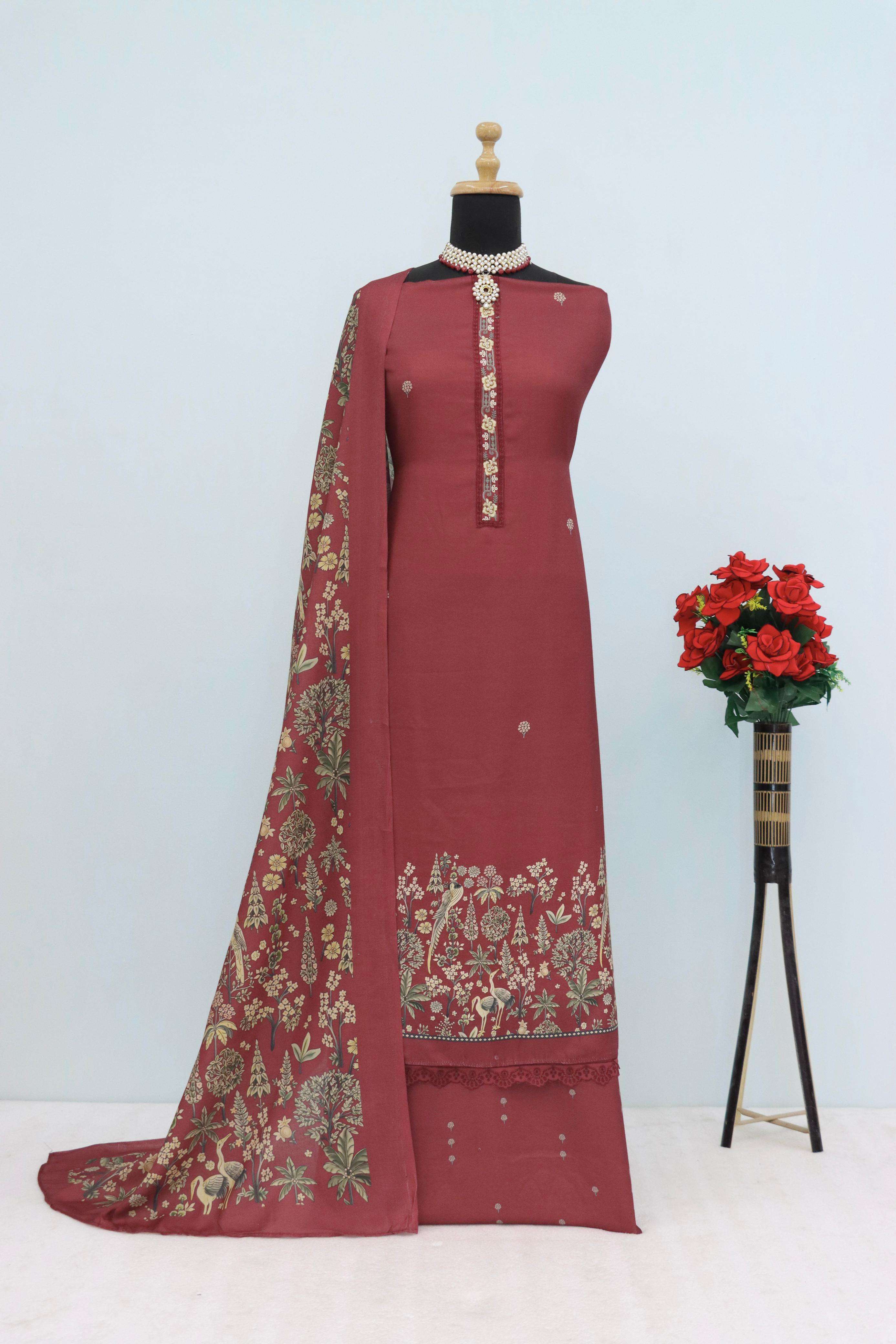 winter collection by shurooq fancy designer viscose pashmina salwar suits catalogue wholesale surat 