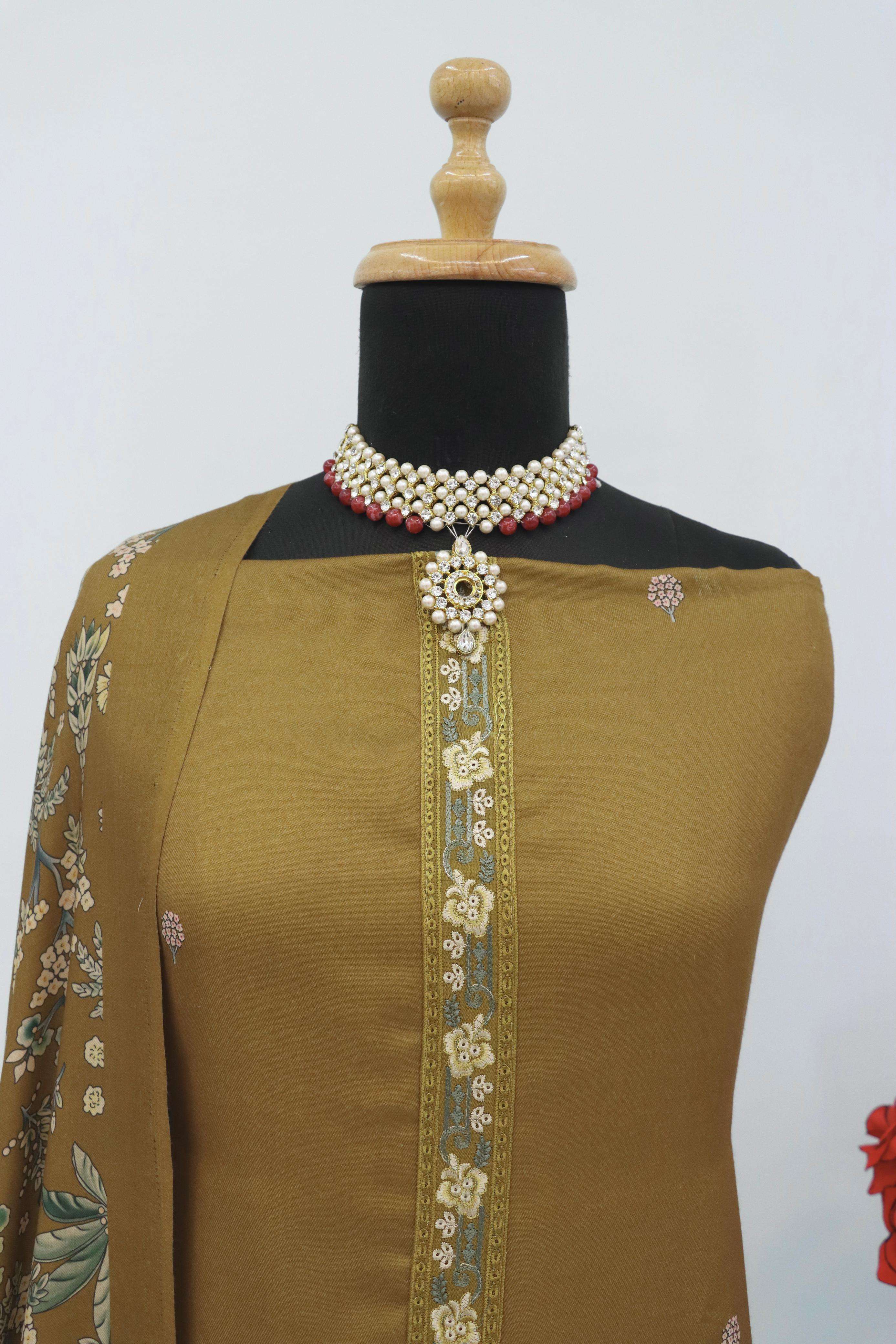 winter collection by shurooq fancy designer viscose pashmina salwar suits catalogue wholesale surat 