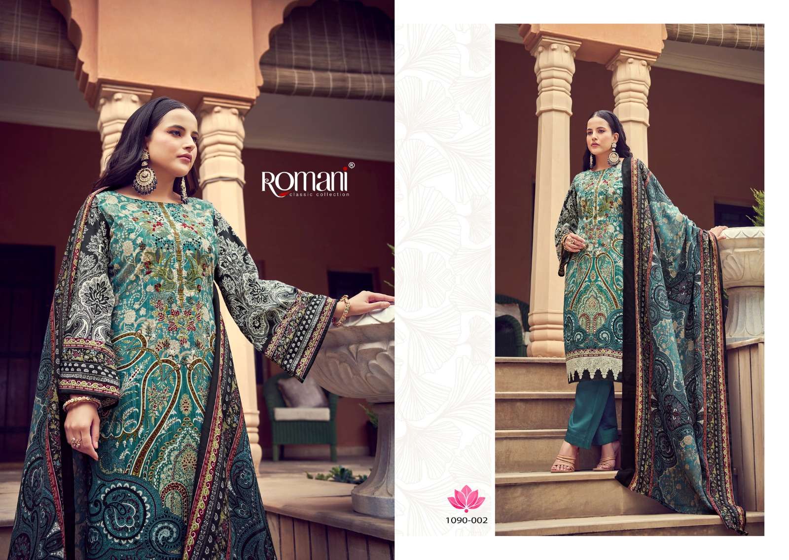 aarzu vol-7 by romani digital print with heavy embroidery work soft cotton suits catalogue wholesaler surat 
