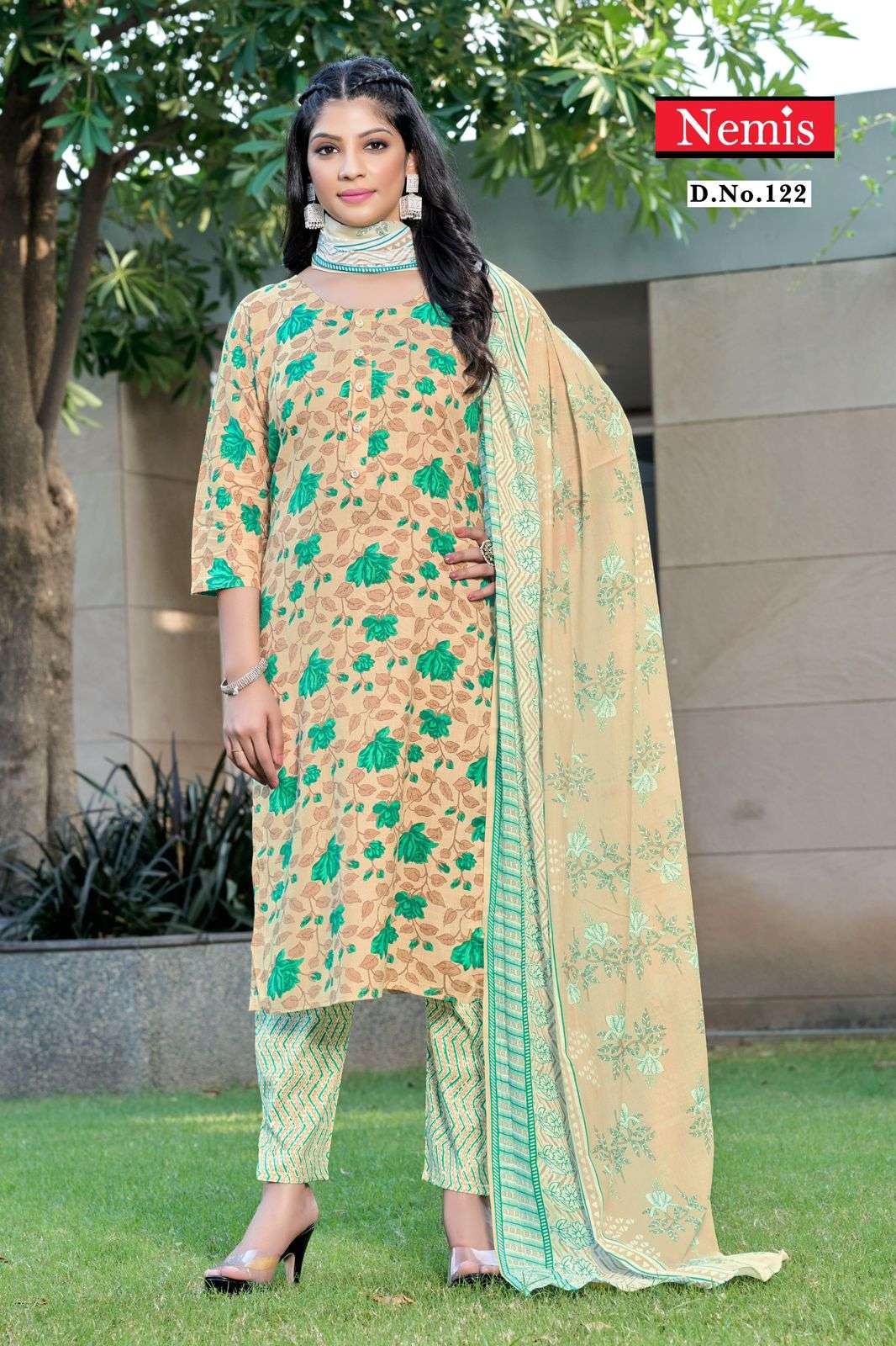 aashiya by nemis 112-123 series cotton printed designer readymade salwar suits catalogue wholesaler surat 