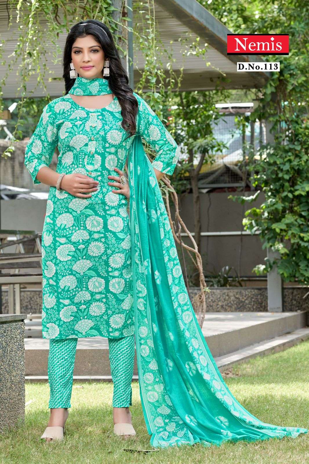 aashiya by nemis 112-123 series cotton printed designer readymade salwar suits catalogue wholesaler surat 