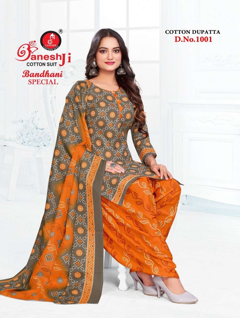 bandhani special vol-1 by ganeshji 1001-1010 series heavy soft cotton printed indian suits latest catalogue wholesaler surat 