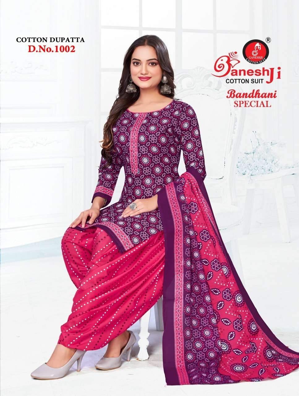 bandhani special vol-1 by ganeshji 1001-1010 series heavy soft cotton printed indian suits latest catalogue wholesaler surat 