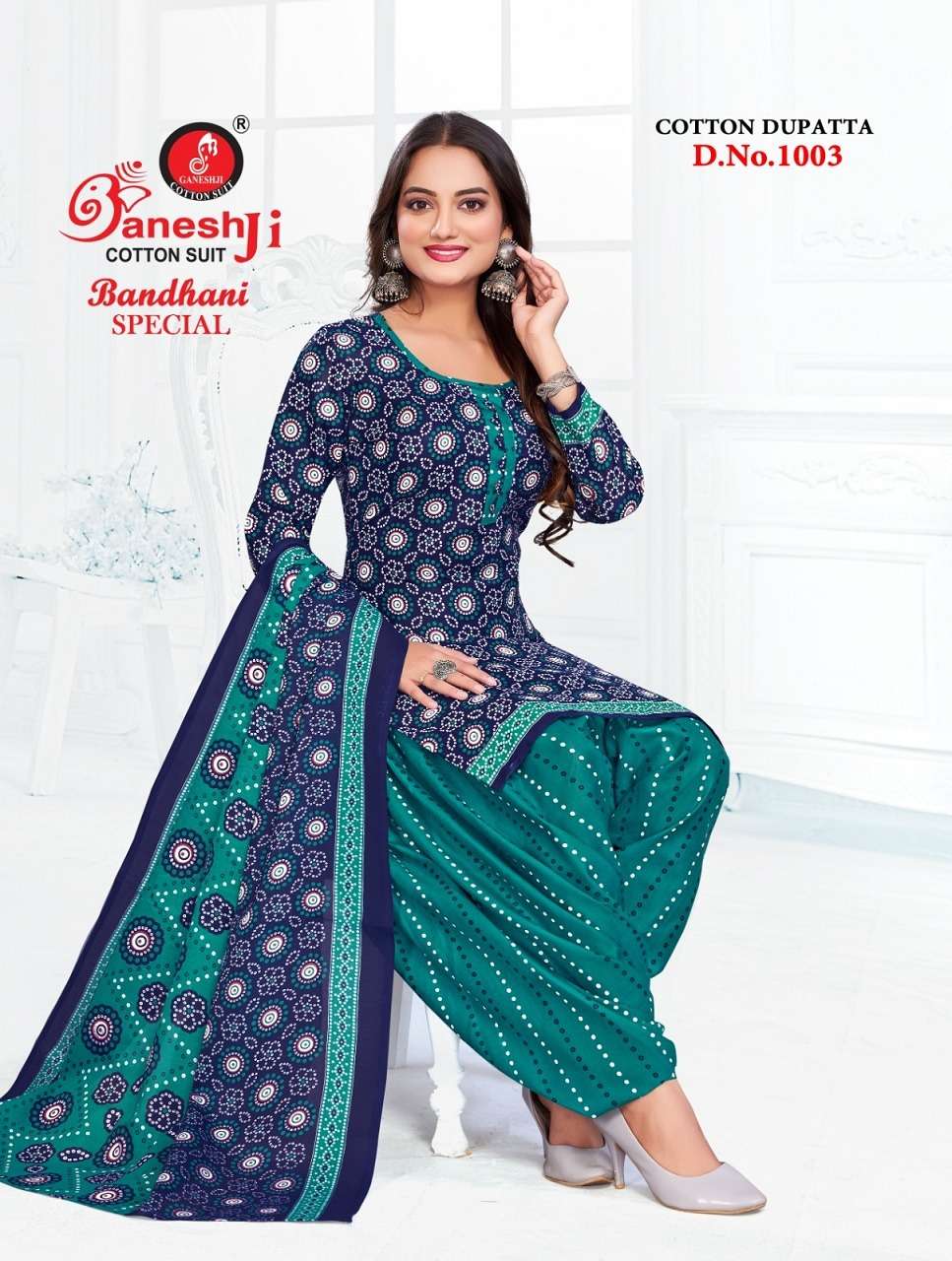 bandhani special vol-1 by ganeshji 1001-1010 series heavy soft cotton printed indian suits latest catalogue wholesaler surat 