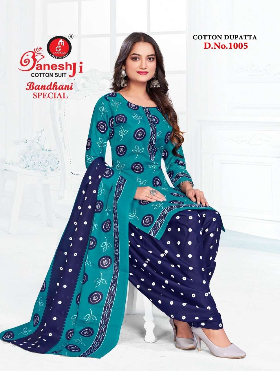 bandhani special vol-1 by ganeshji 1001-1010 series heavy soft cotton printed indian suits latest catalogue wholesaler surat 