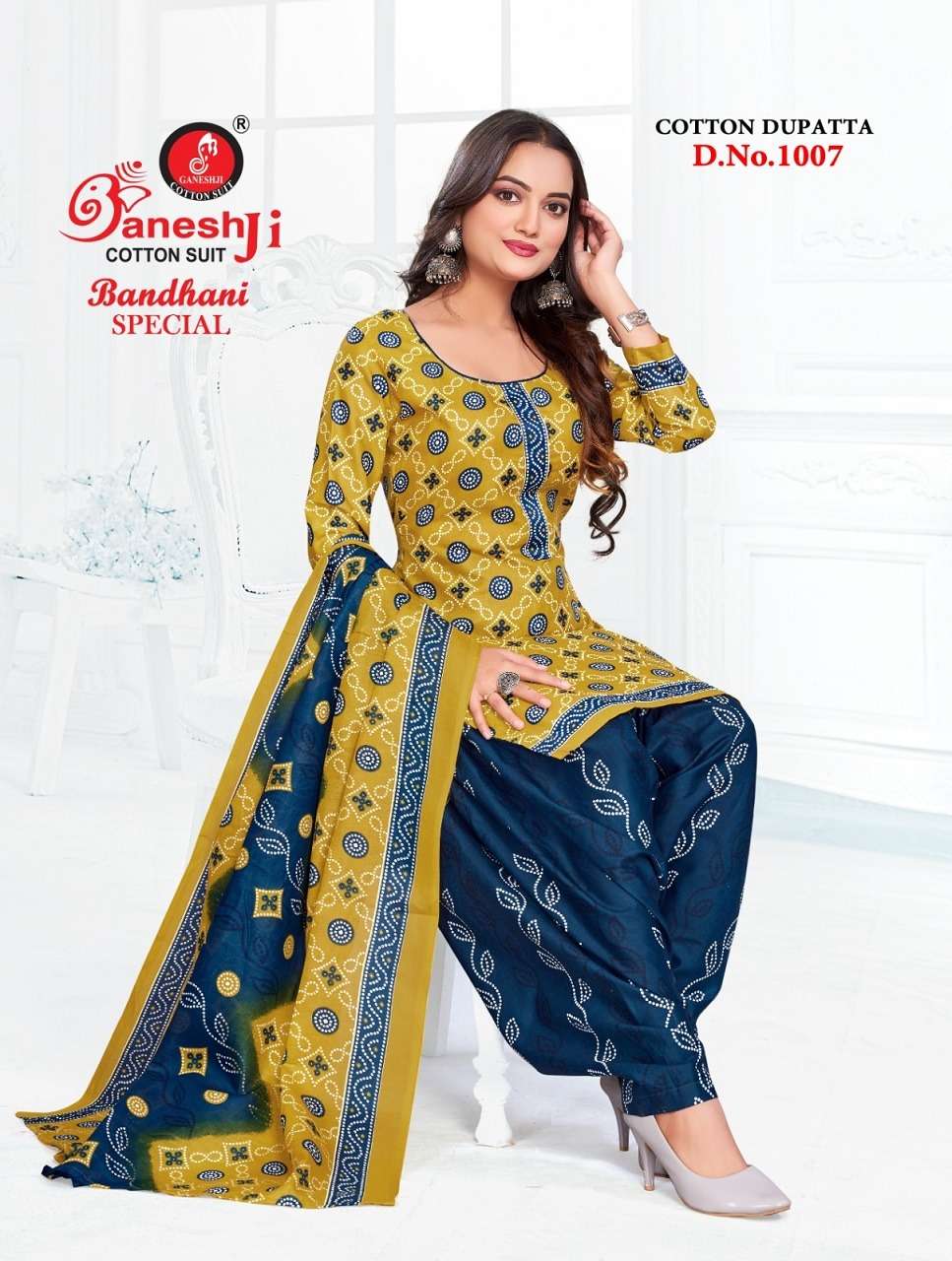 bandhani special vol-1 by ganeshji 1001-1010 series heavy soft cotton printed indian suits latest catalogue wholesaler surat 