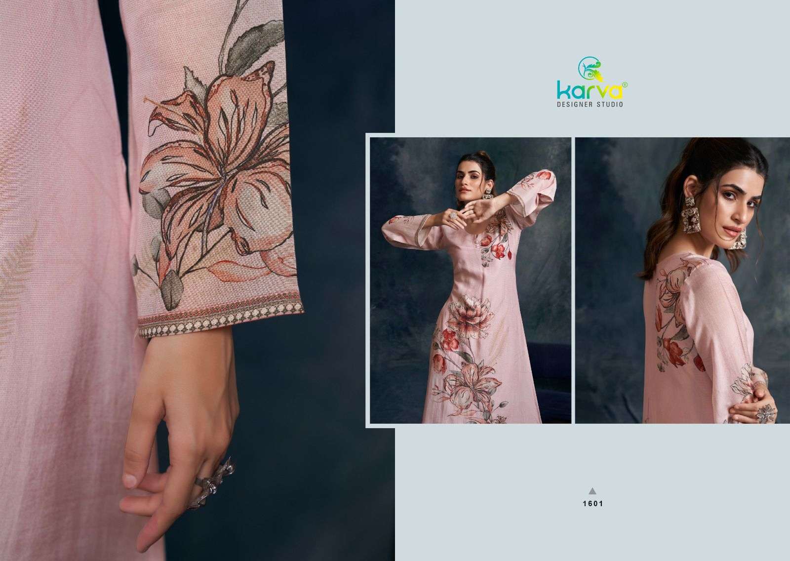 burberry by karva designer studio 1601-1604 series digital print with handwork viscose muslin suits catalogue surat 