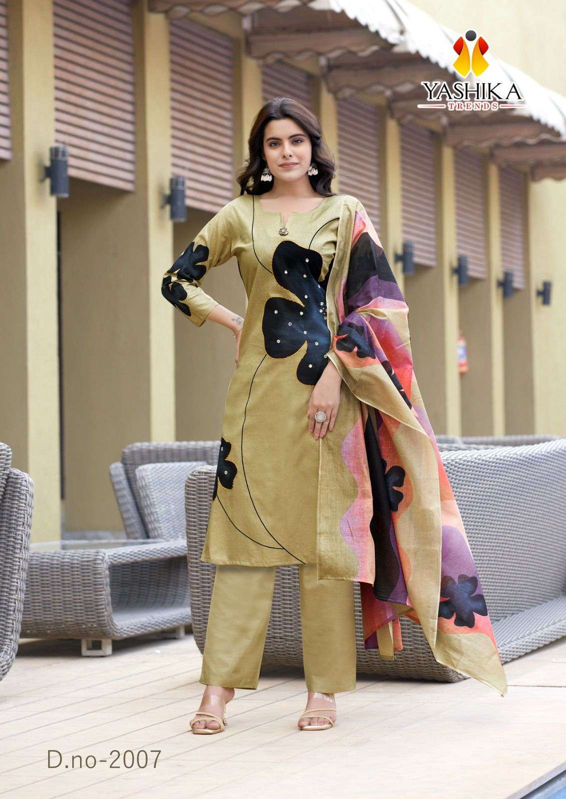 dua vol-2 by yashika trends 2001-2008 series cotton designer print with handwork dress material catalogue wholesaler surat 