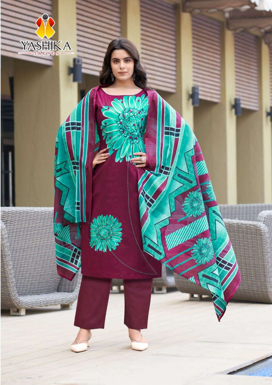 dua vol-2 by yashika trends 2001-2008 series cotton designer print with handwork dress material catalogue wholesaler surat 