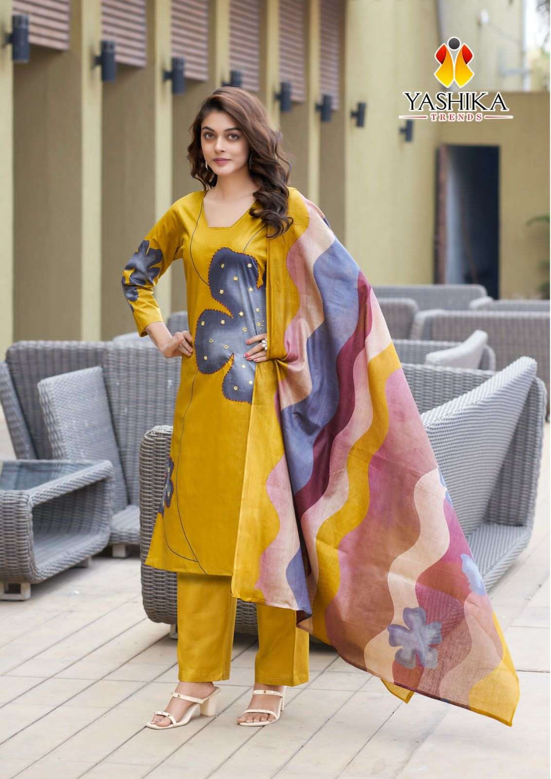 dua vol-2 by yashika trends 2001-2008 series cotton designer print with handwork dress material catalogue wholesaler surat 