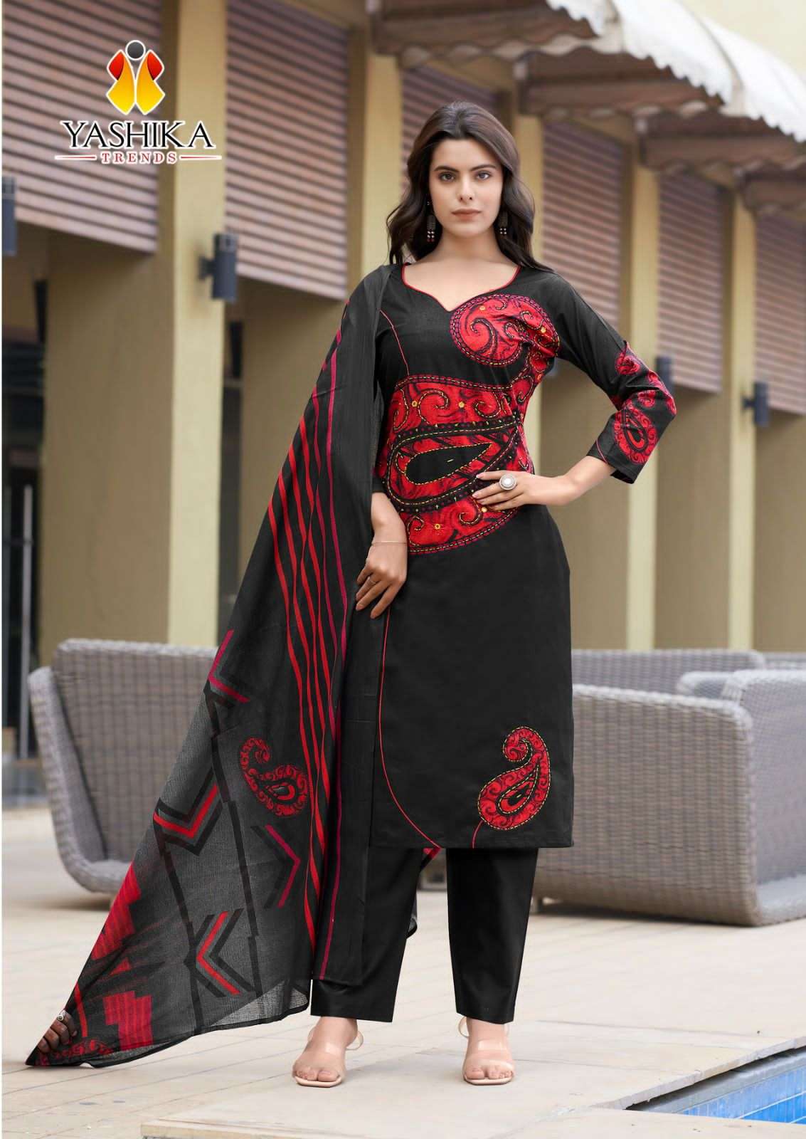 dua vol-2 by yashika trends 2001-2008 series cotton designer print with handwork dress material catalogue wholesaler surat 