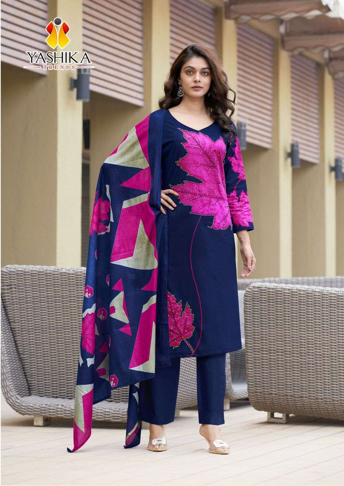 dua vol-2 by yashika trends 2001-2008 series cotton designer print with handwork dress material catalogue wholesaler surat 