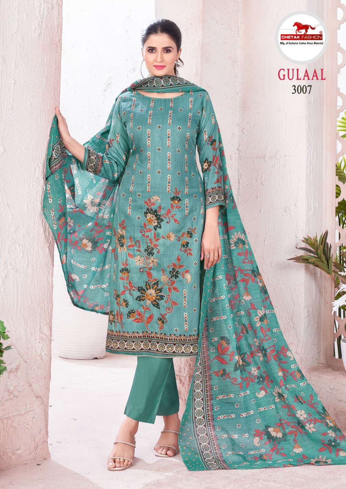 gulaal vol-3 by chetak fashion 3001-3008 series jam cotton dress material catalogue wholesale collection surat 