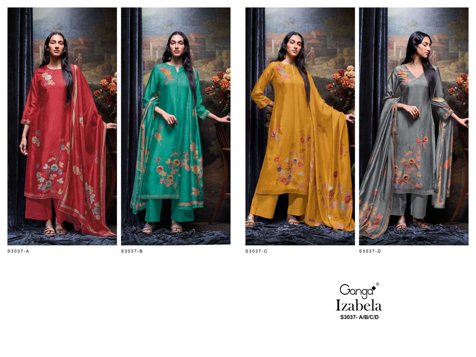 lzabela by ganga 3037 series unstich salwar kameez catalogue buy online wholesale price surat 