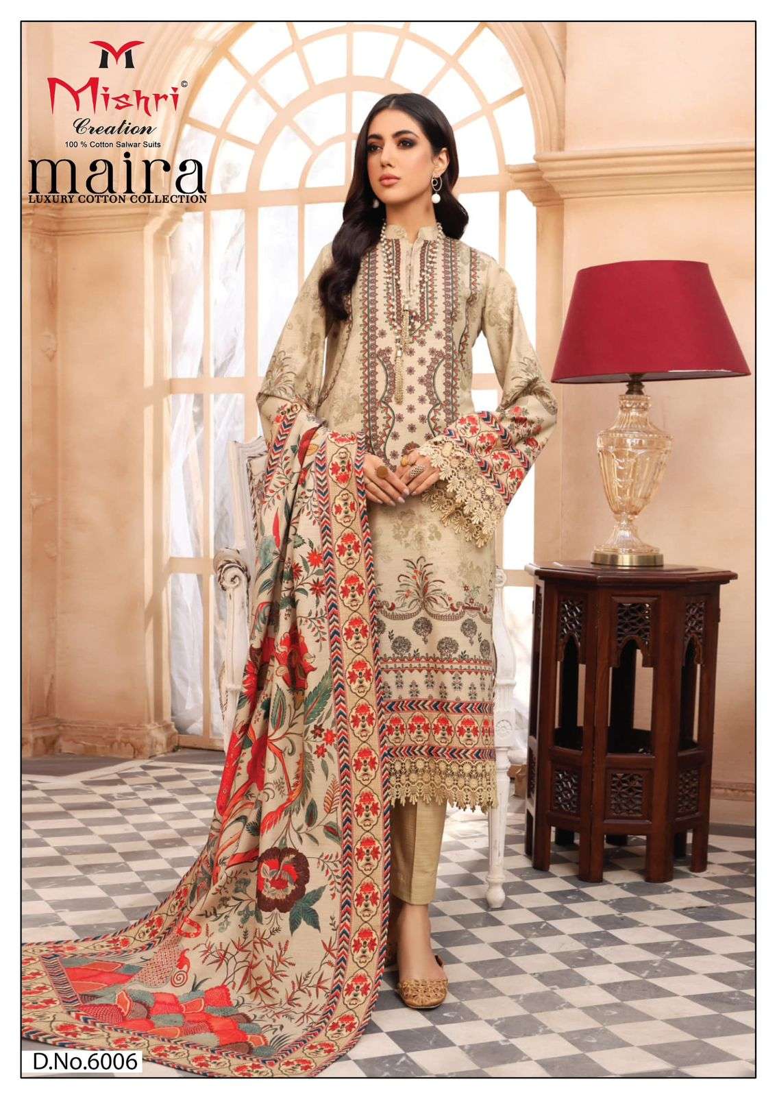 maira by mishri creation 6001-6006 series unstich designer cotton suits catalogue wholesale rate surat 