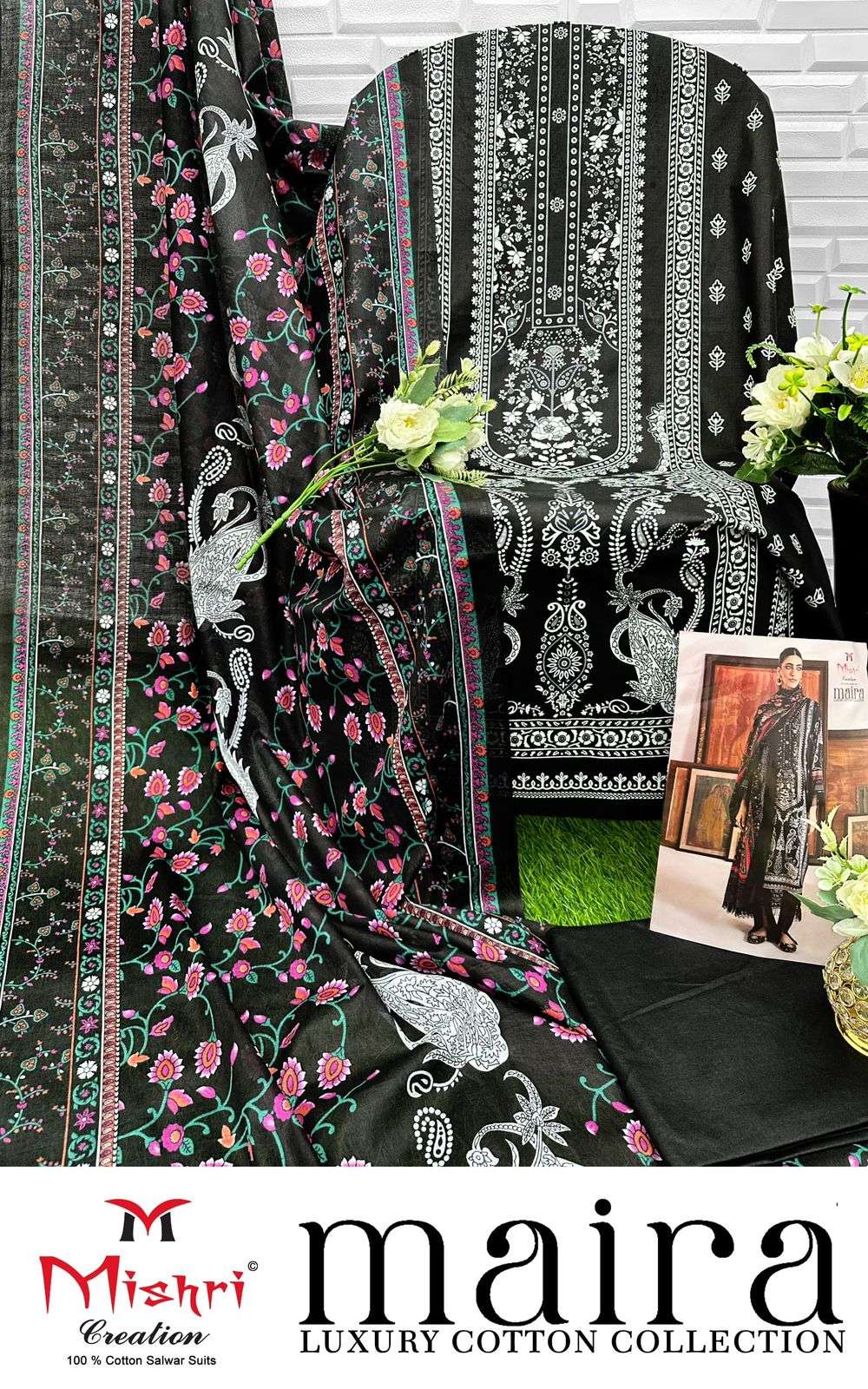 maira by mishri creation 6001-6006 series unstich designer cotton suits catalogue wholesale rate surat 